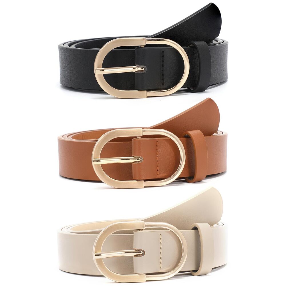 3768 3 Packs Women's Leather Belts For Jeans Dresses Pants Fashion Ladies